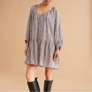 H&M| Floral Boho Long Sleeve Mini Dress Sz‎ M